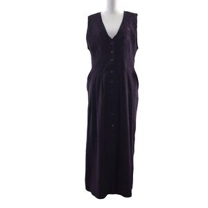 Mary McFadden Vintage Purple Embroidered Button Front Dress Womens Small‎